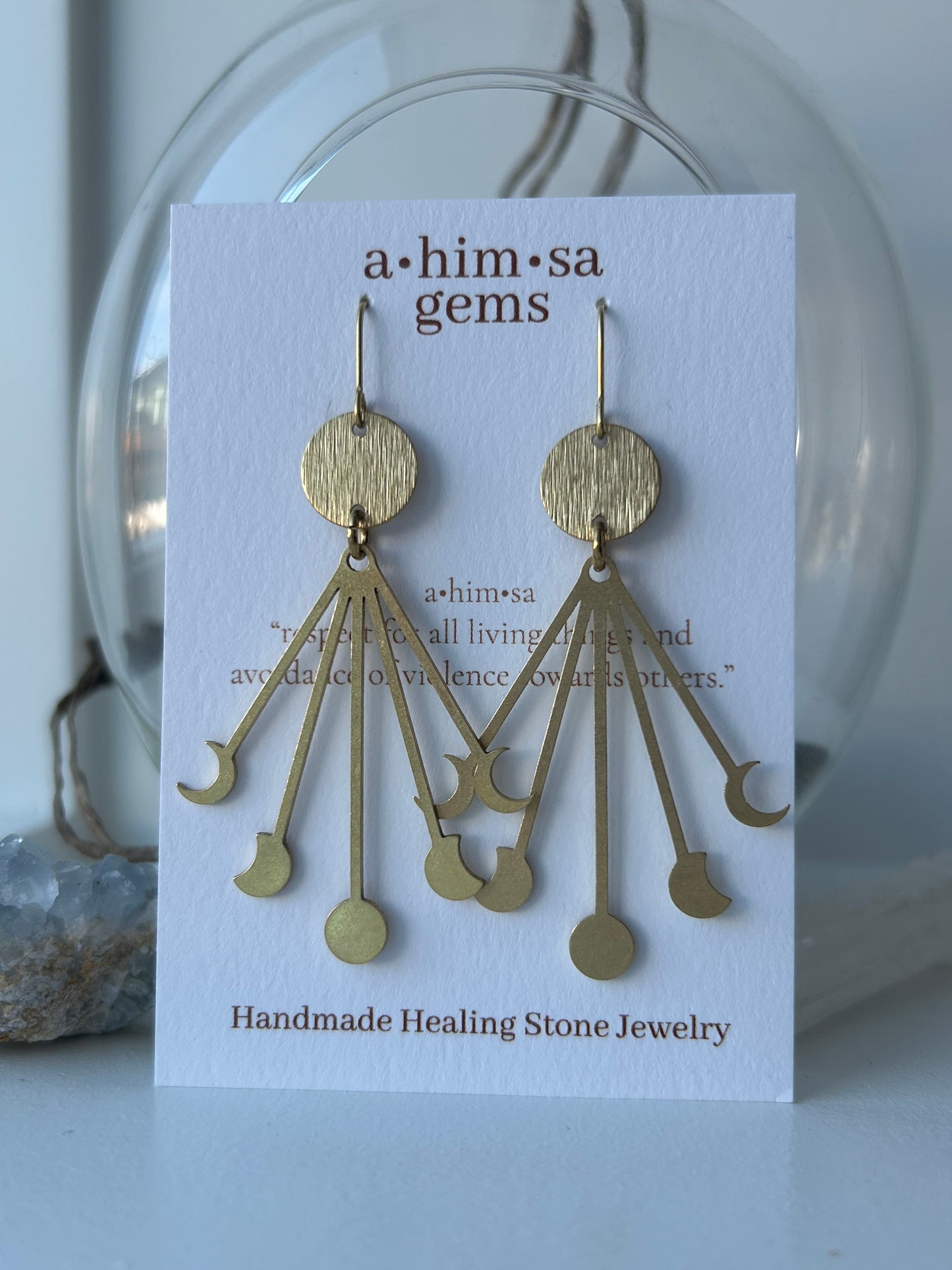 Moon Phases (Circle) Brass Earrings