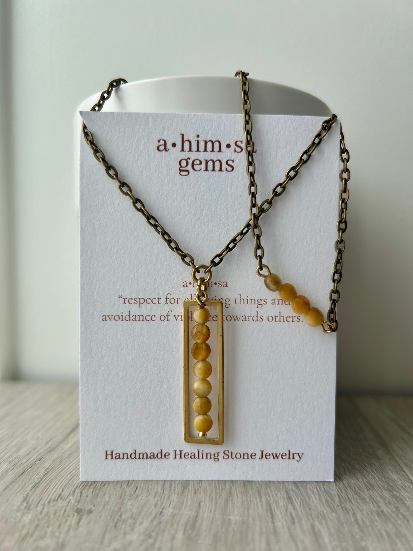 Tiger’s Eye Long Brass Necklace