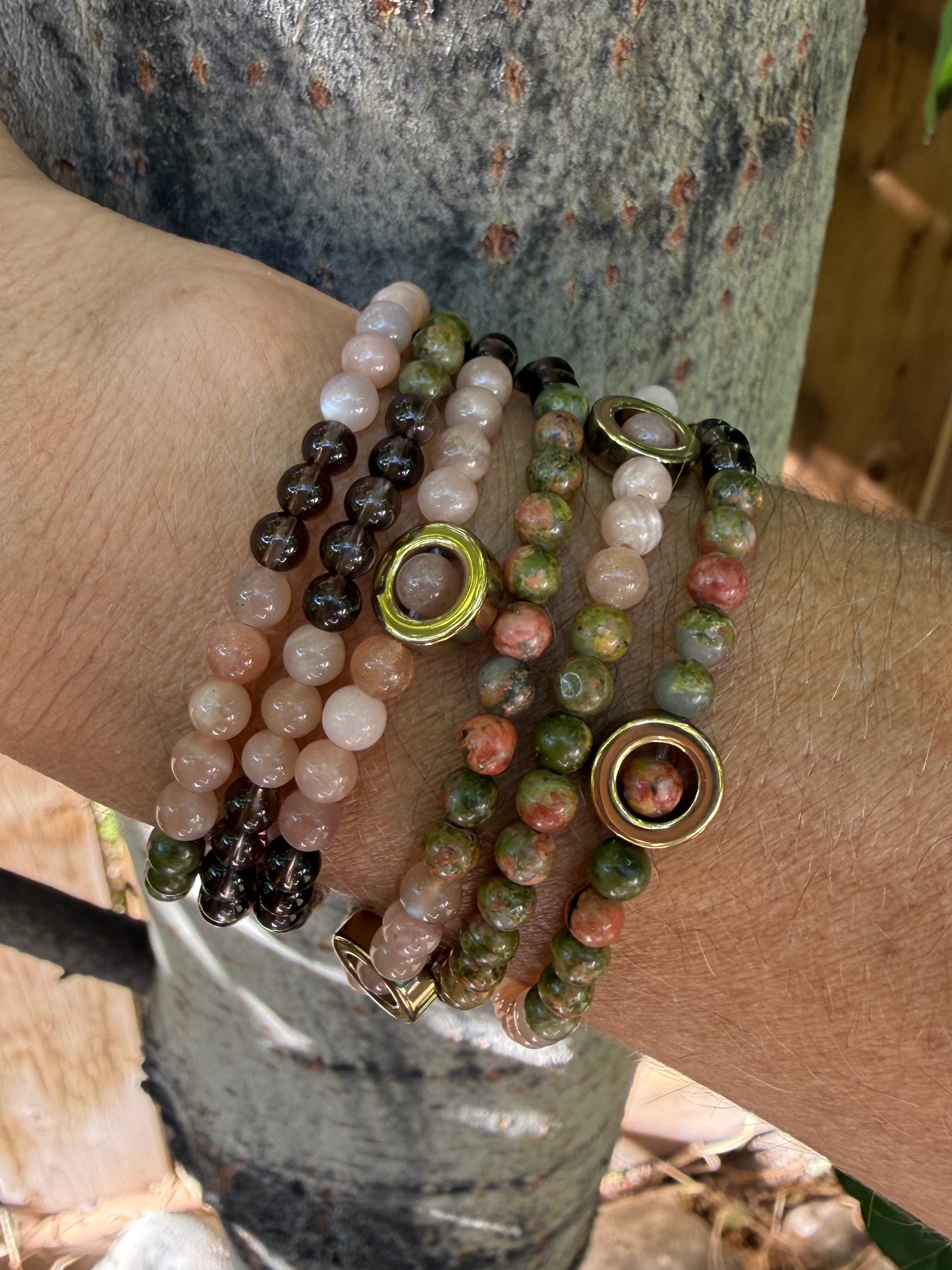 Stretchy Wrap Stone Bracelet Moonstone Mix