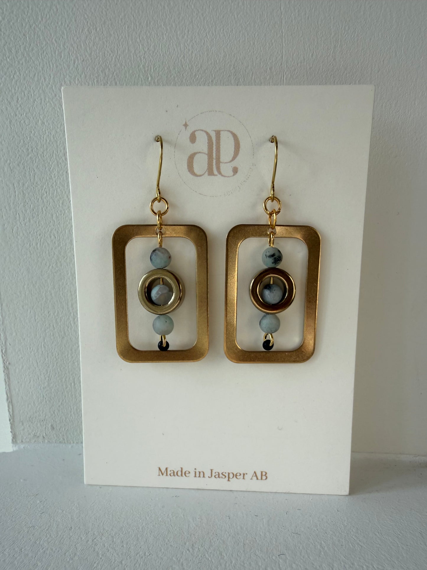 Lotus Jasper Brass Earrings