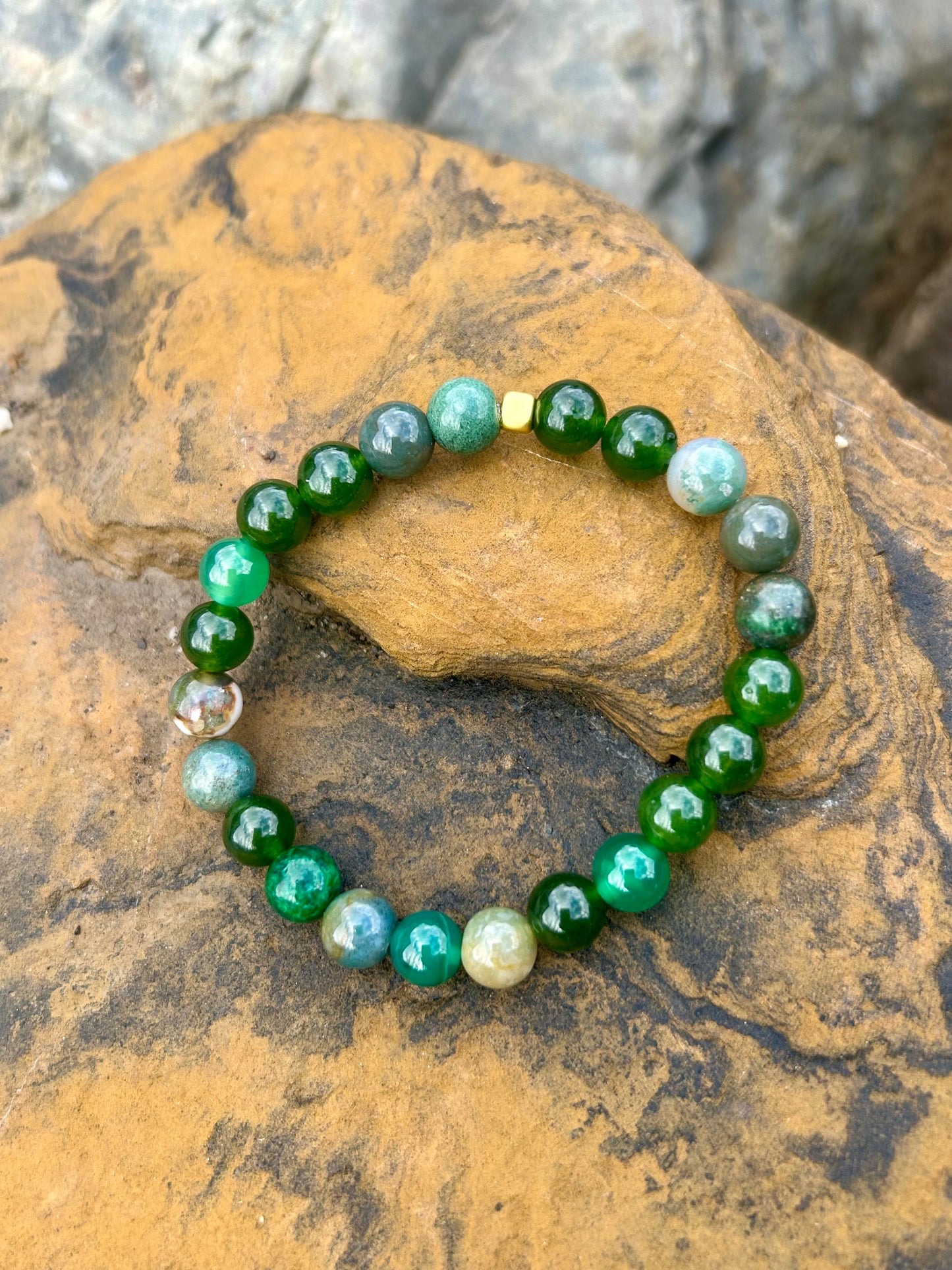 Stretchy Stone Bracelet “Green With Envy”