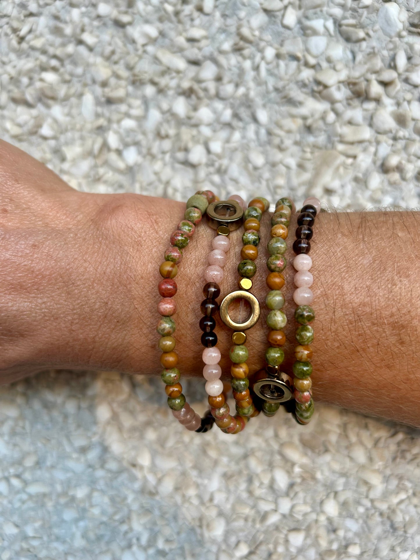 Stretchy Wrap Stone Bracelet Moonstone Mix