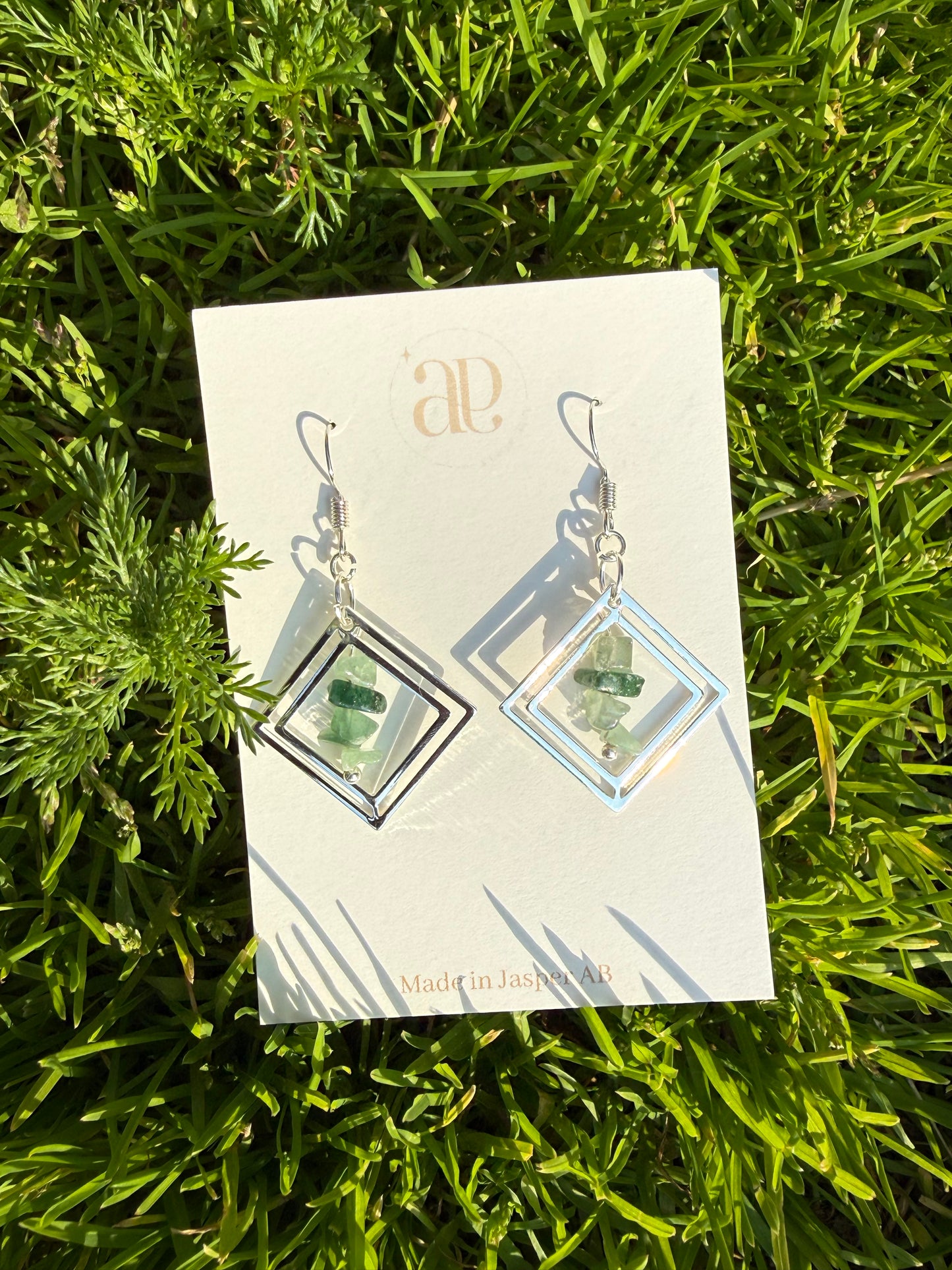 Silver Jade Stone Stack Earrings
