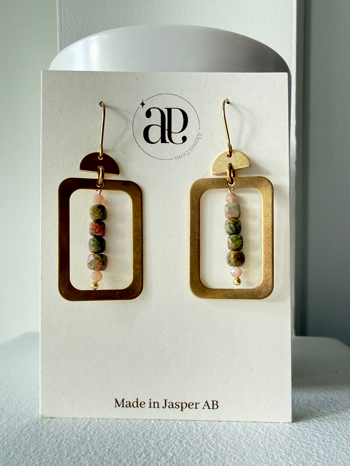 Unakite Brass Earrings