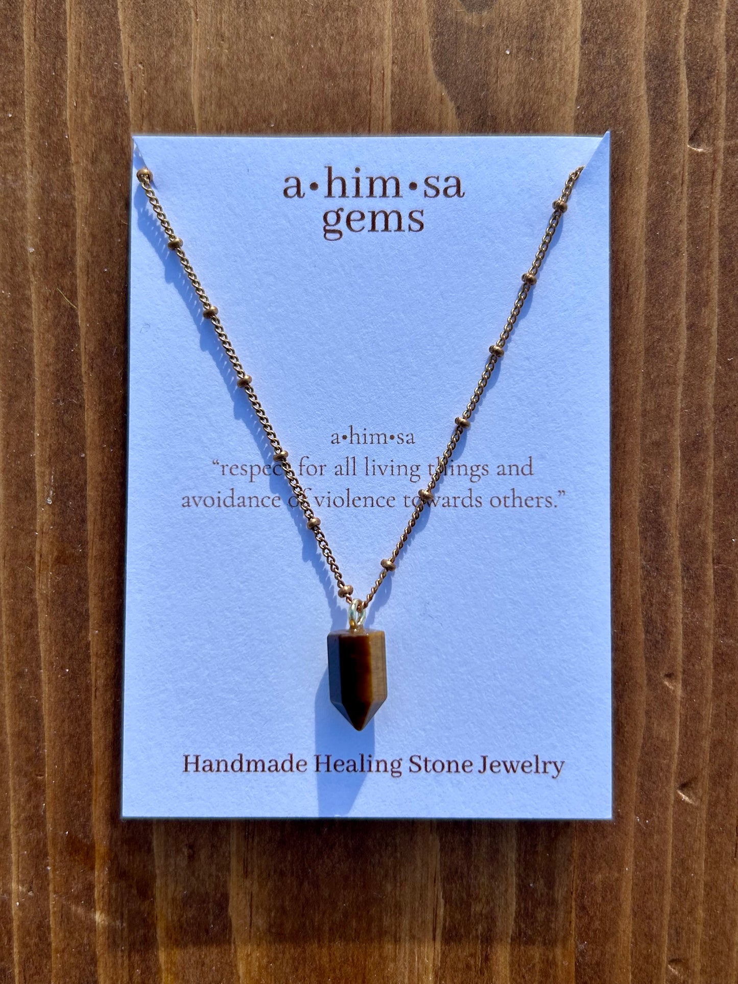 Tiger’s Eye Raw Brass Ball Chain Necklace