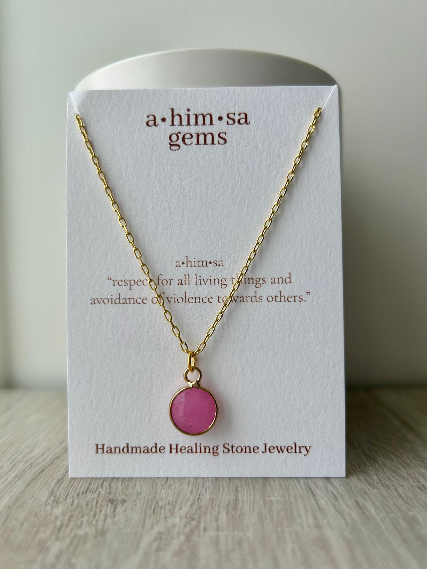 Rose Red Garnet Pendant Brass Necklace