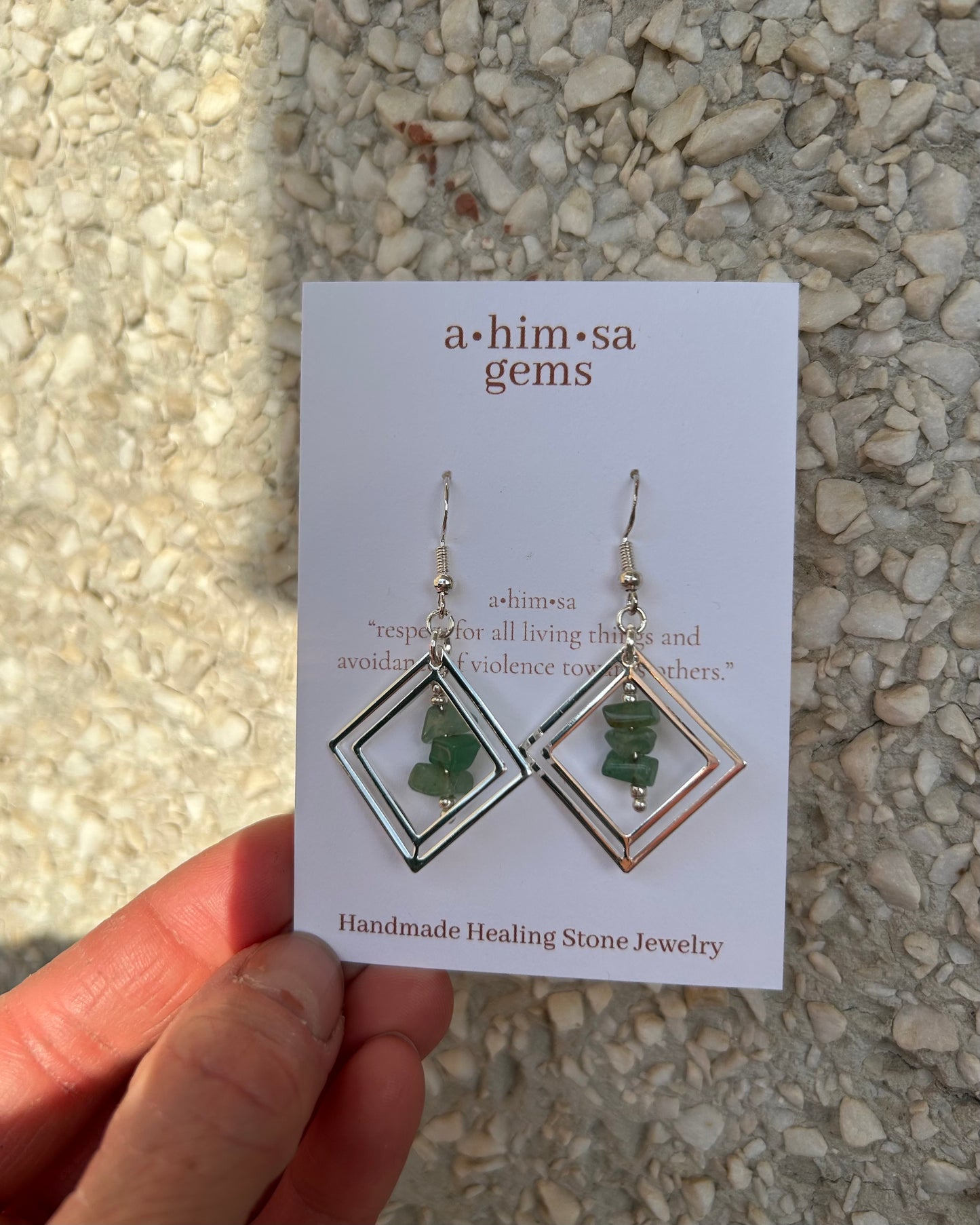 Silver Jade Stone Stack Earrings