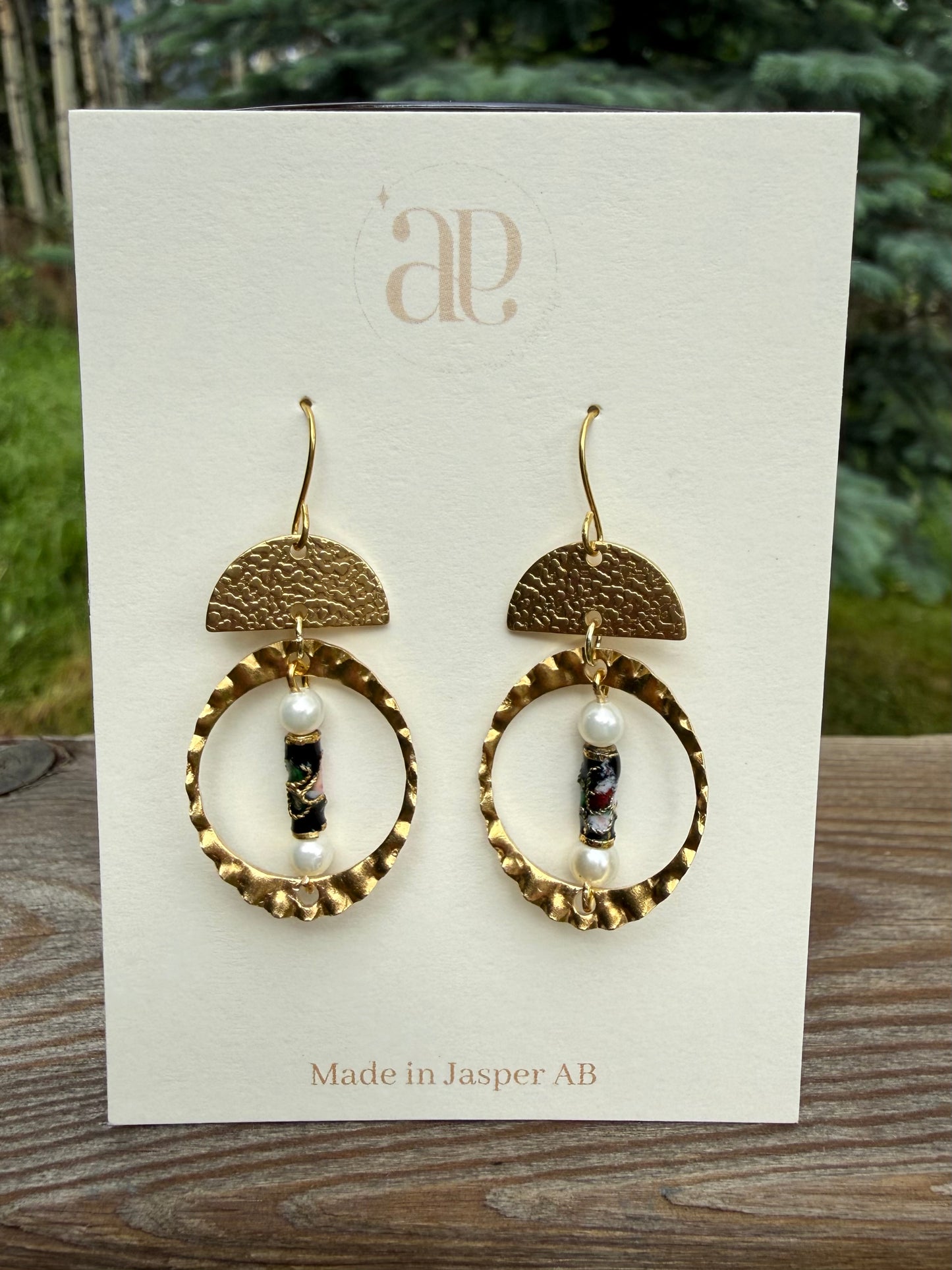 Vintage Pearl Brass Earrings