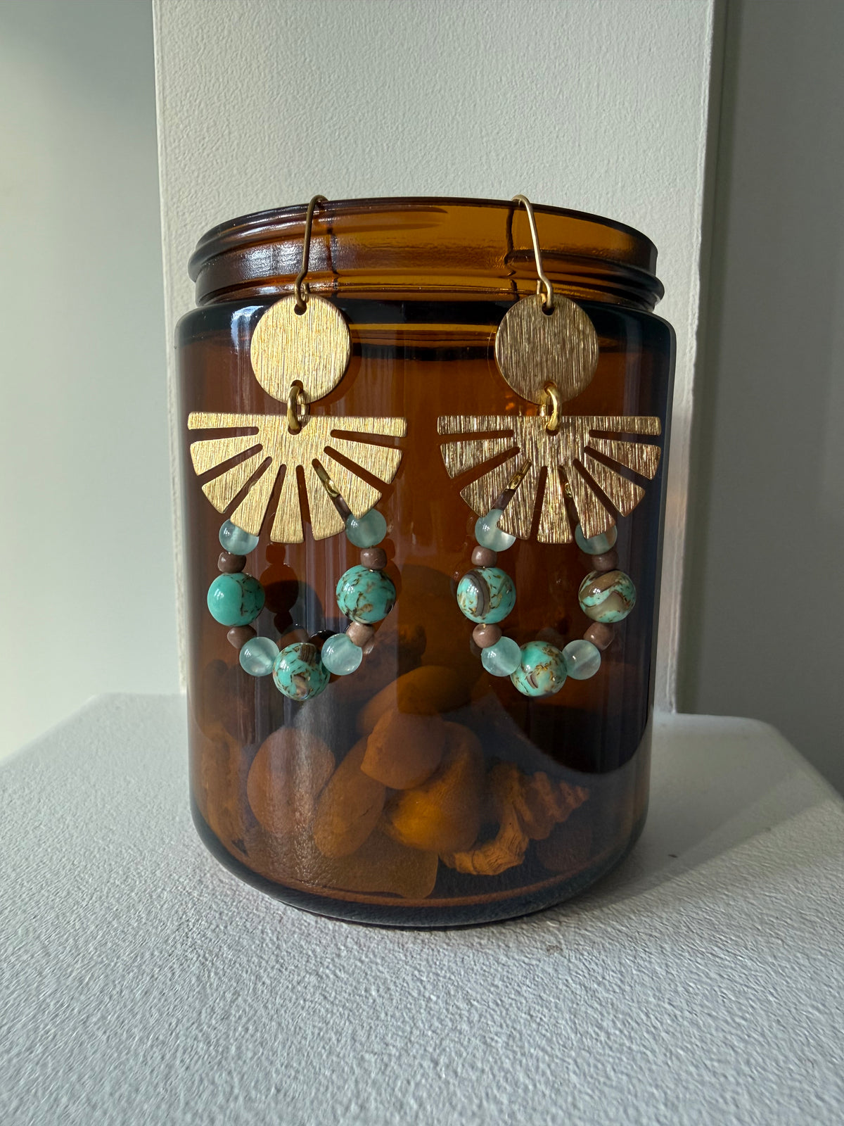 Turquoise Brass Earrings