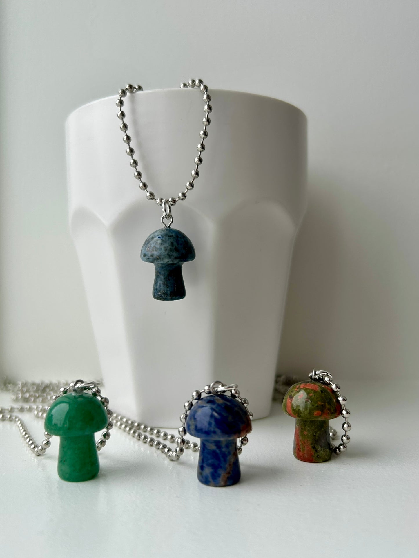 Silver Aventurine Mushroom Necklace