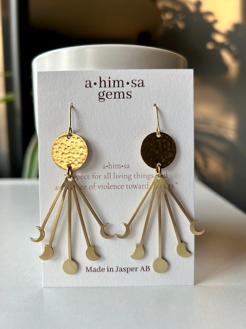 Moon Phases (Sphere) Brass Earrings