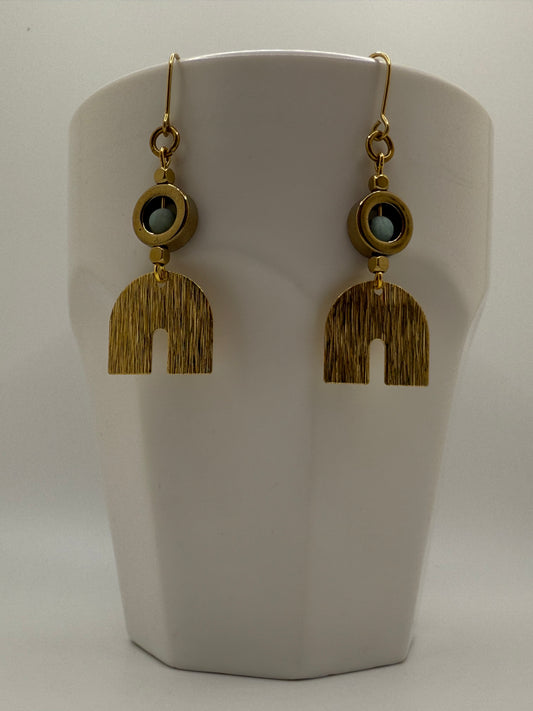 Amazonite Hematite Brass Earrings