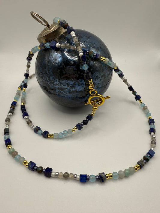 Blue Sardonyx Beaded Necklace
