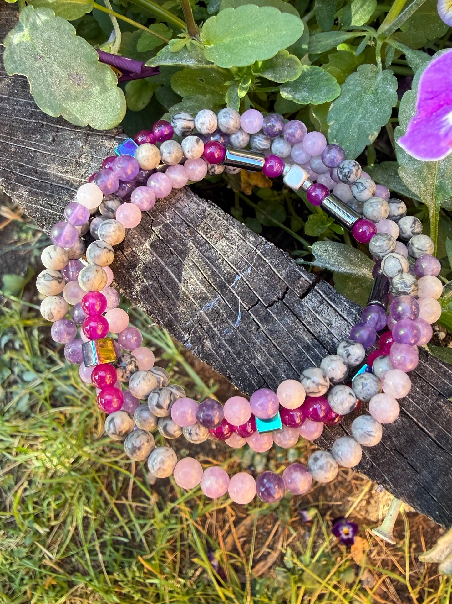 Stretchy Wrap Stone Amethyst Bracelet