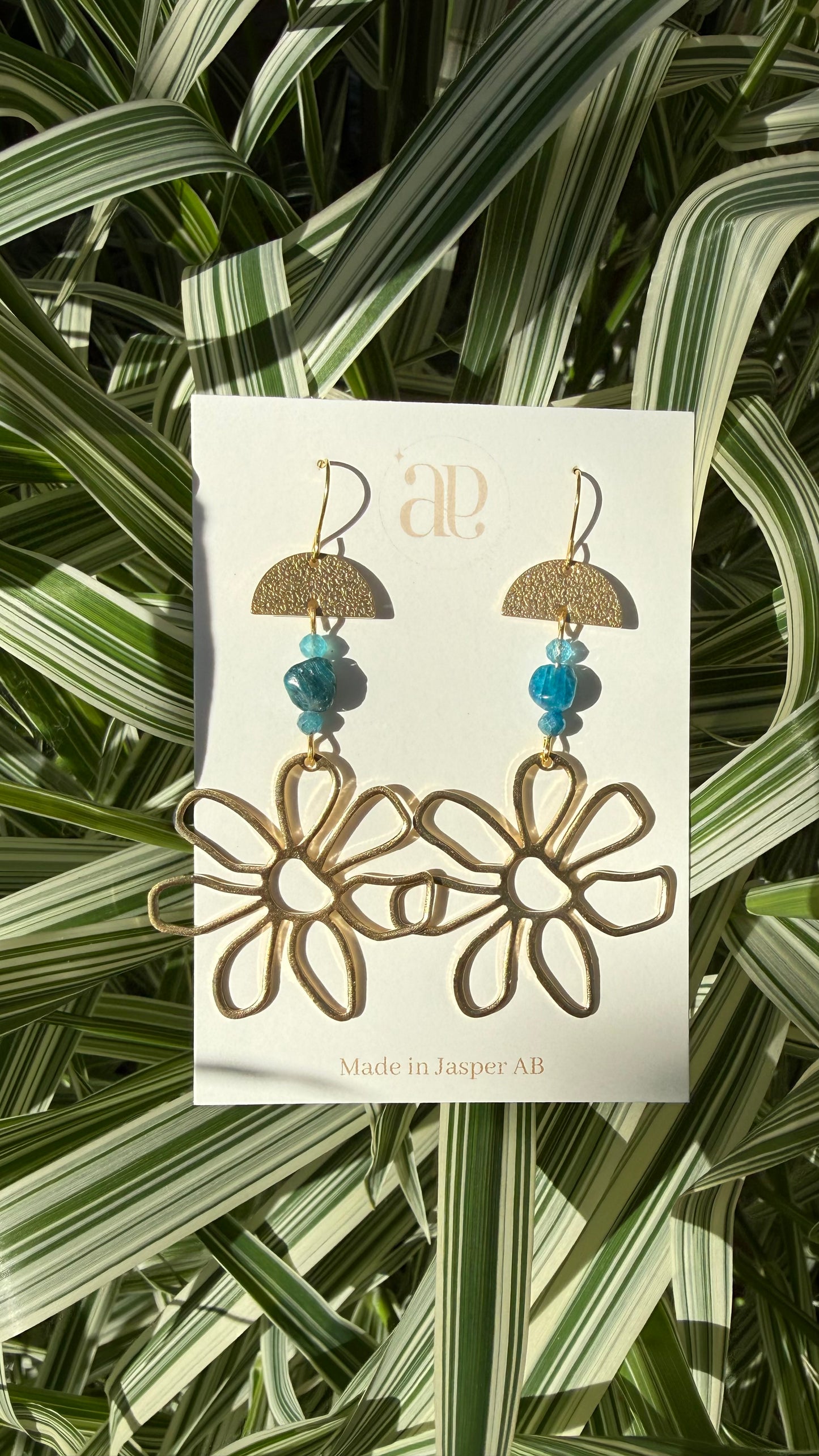 Apatite Brass Daisy Earrings