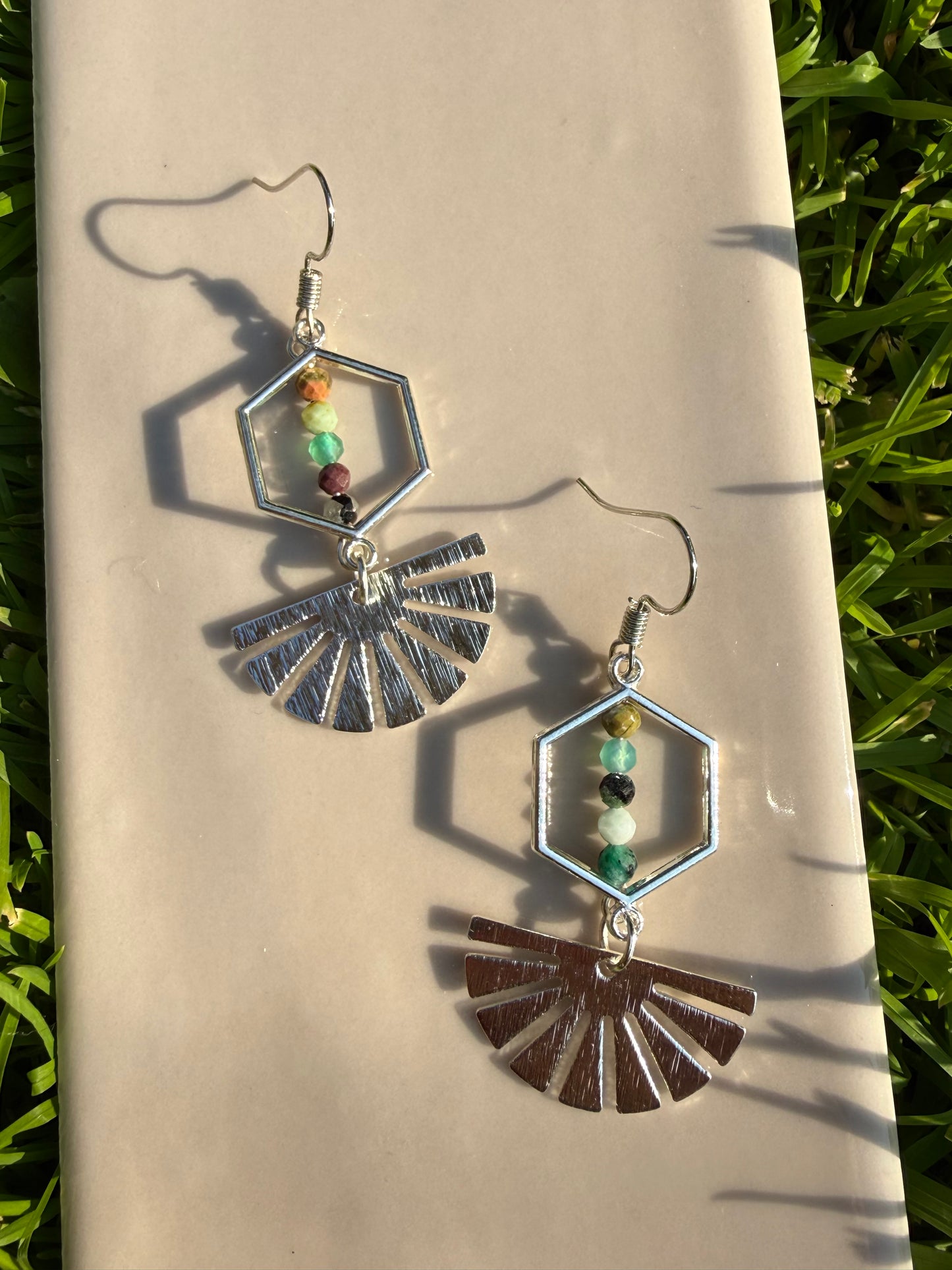 Silver Plated Fancy Jasper Earrings