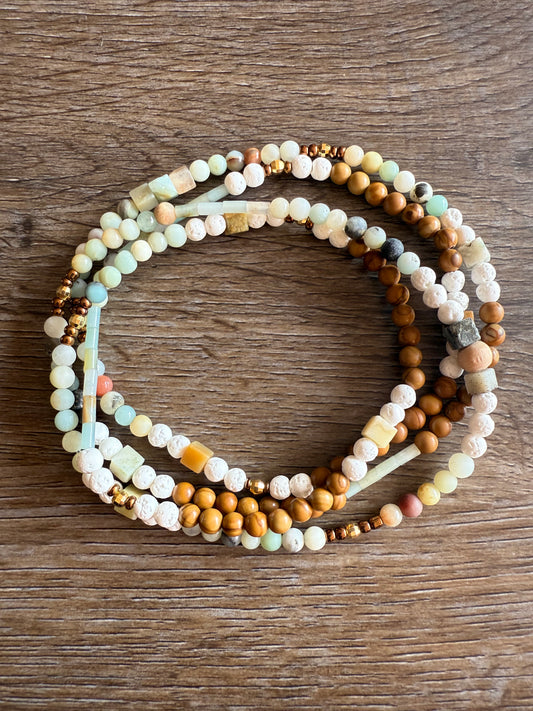Stretchy Wrap Stone Bracelet Amazonite Mix
