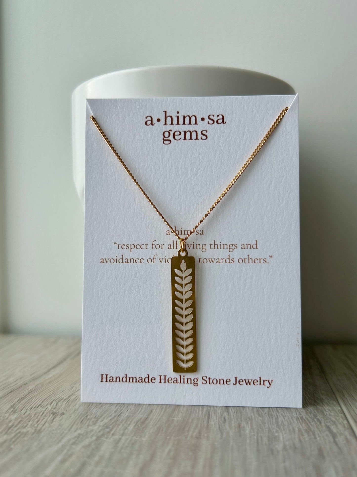 Tall Leaves Brass Necklace