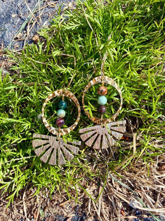Fancy Jasper Sun Rays Earrrings