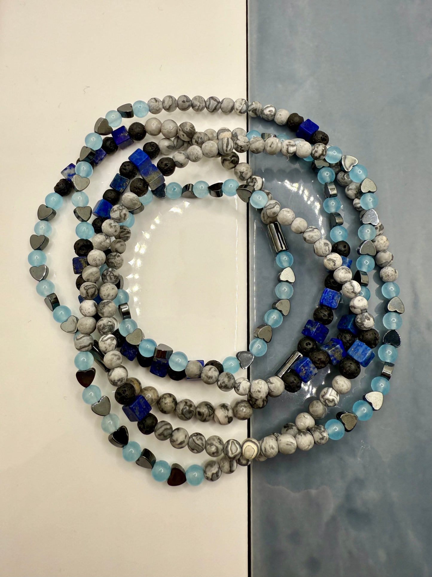 Stretchy Wrap Blue Sardonyx Stone Bracelet