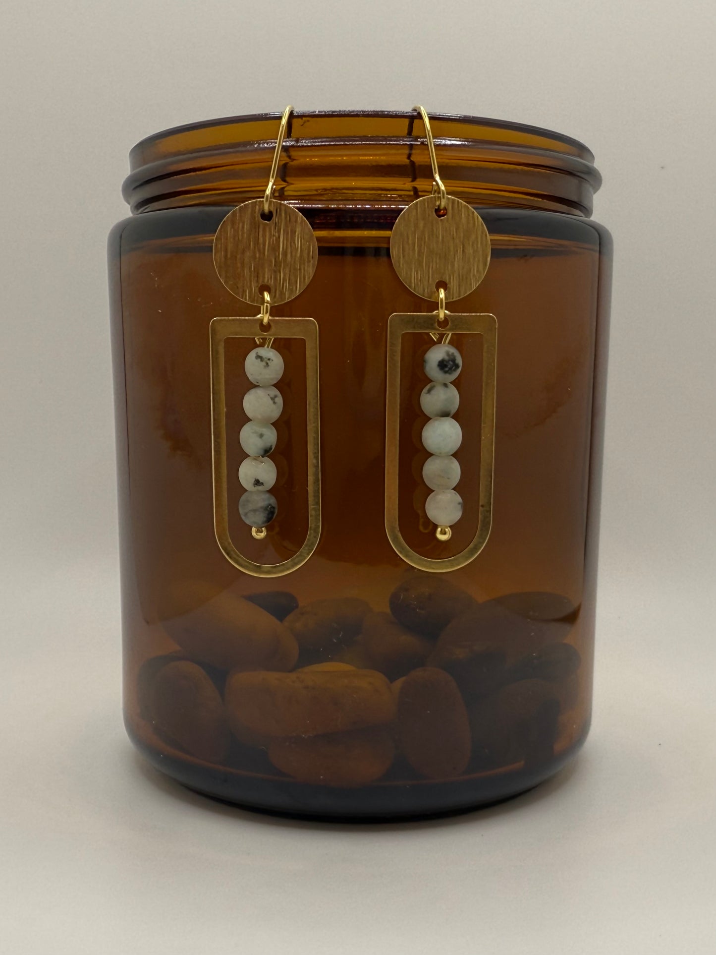 Lotus Jasper Brass Earrings