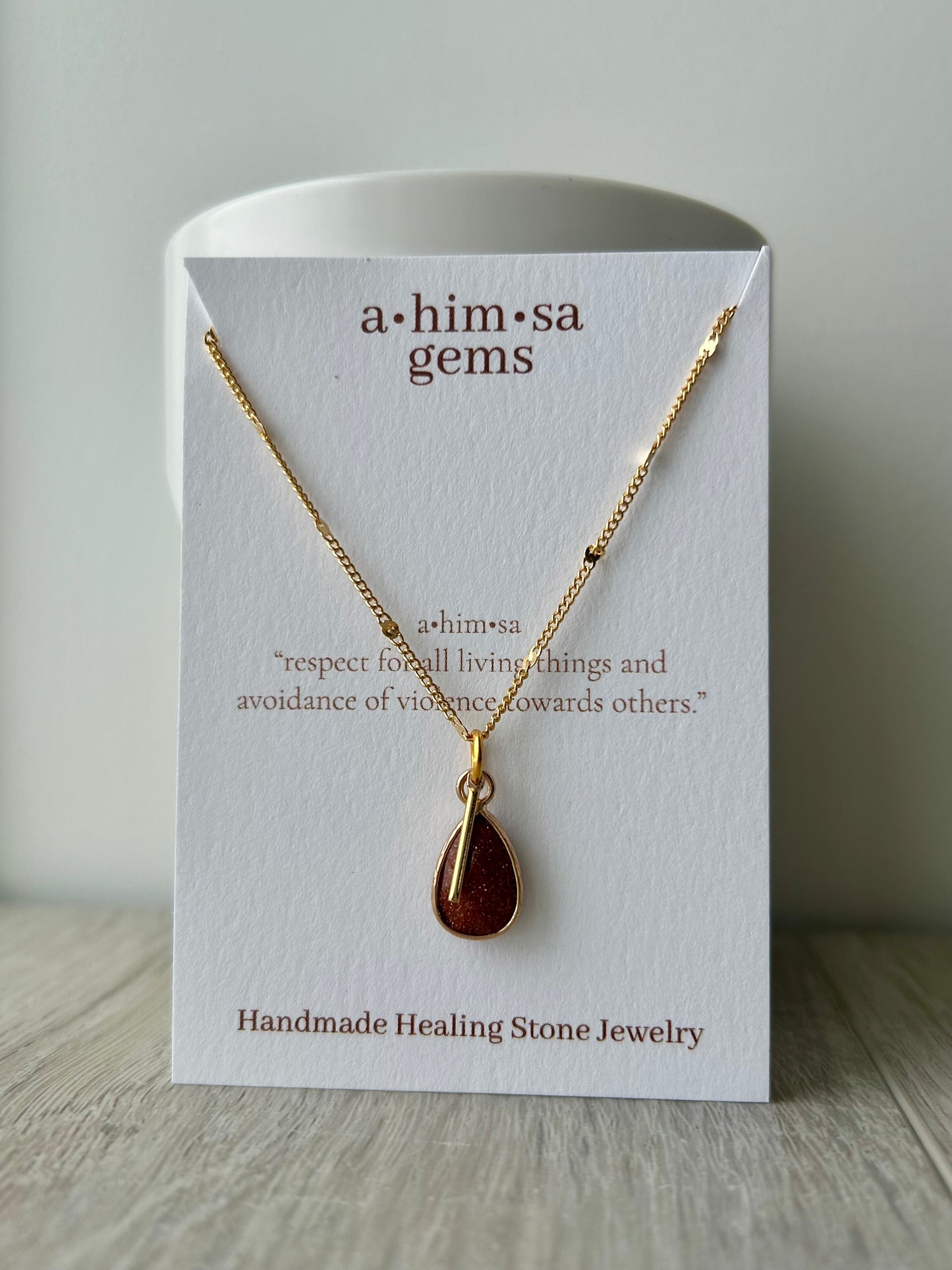 Goldstone Pendant Gold Necklace