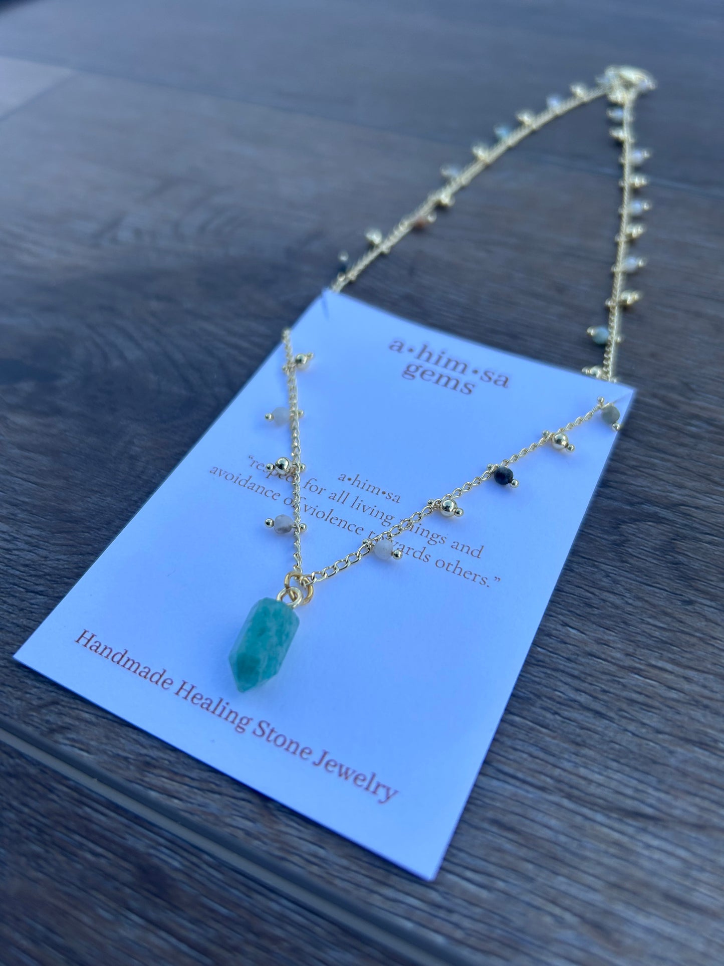 24k Gold Plated Amazonite Chain Necklace