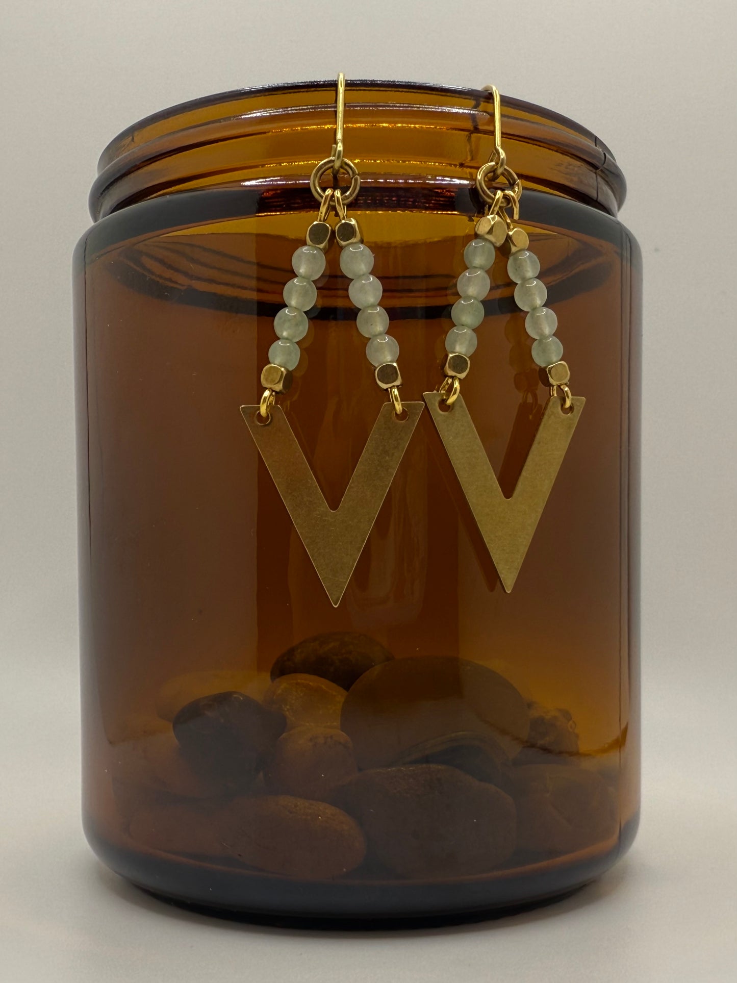 Aventurine Brass Earrings