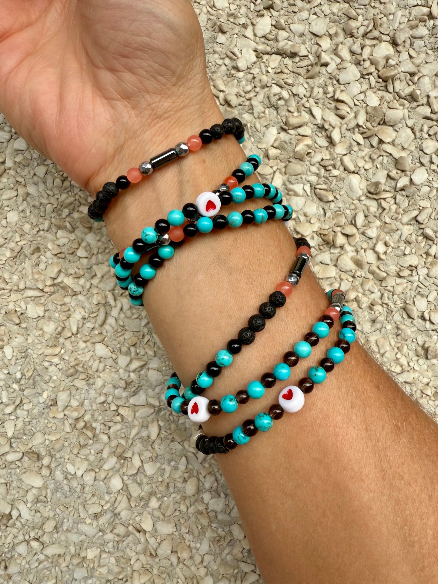 Stretchy Wrap Stone Bracelet Turquoise Love