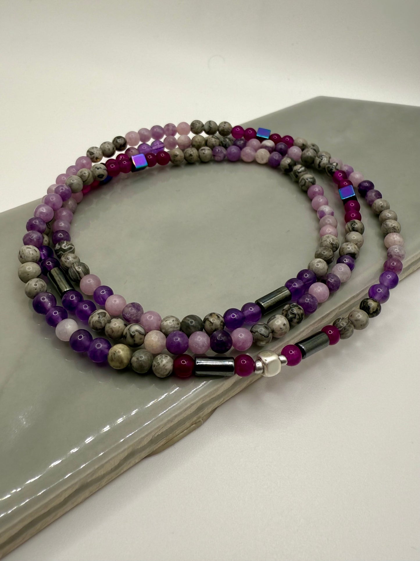 Stretchy Wrap Stone Amethyst Bracelet