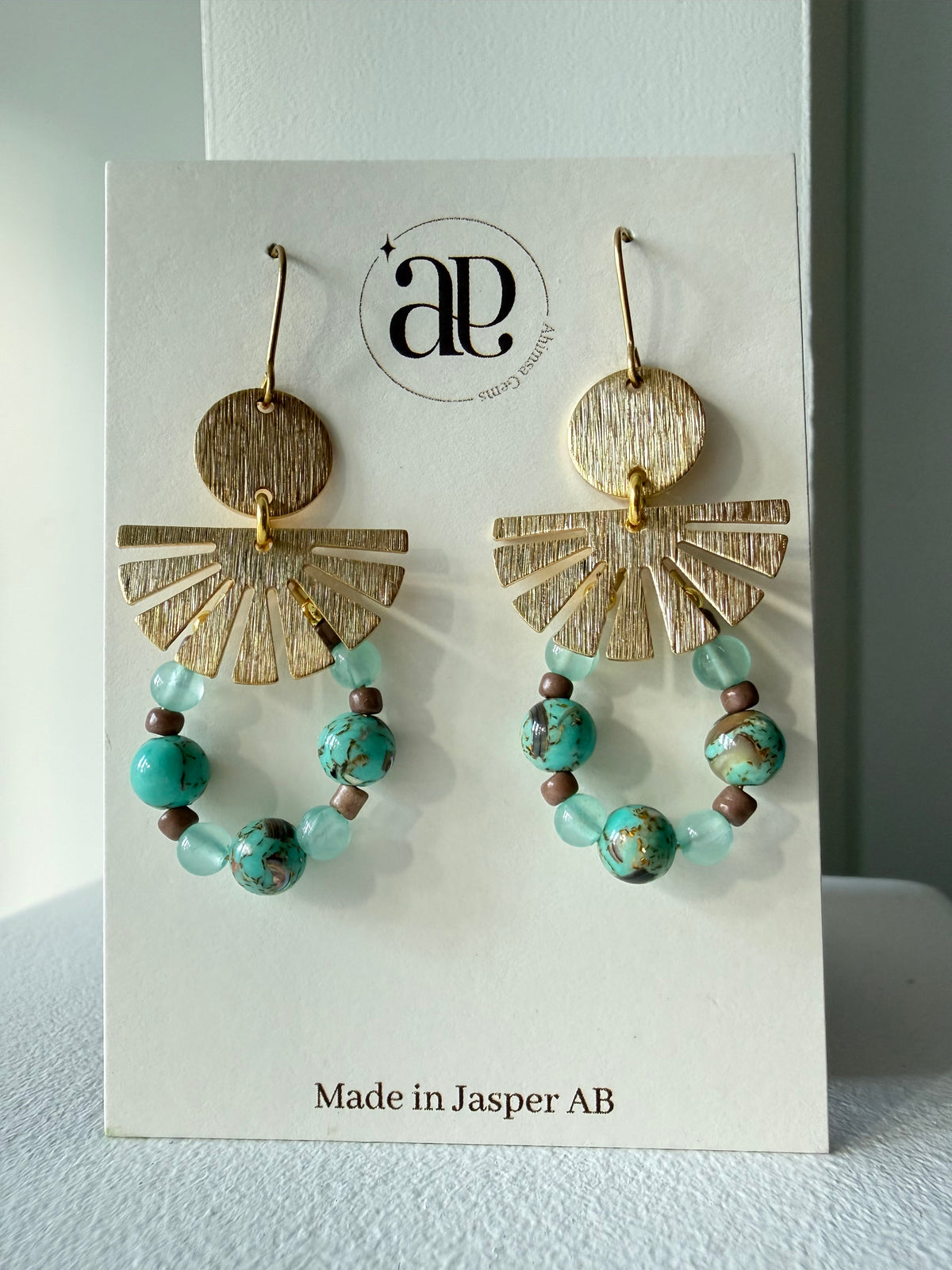 Turquoise Brass Earrings