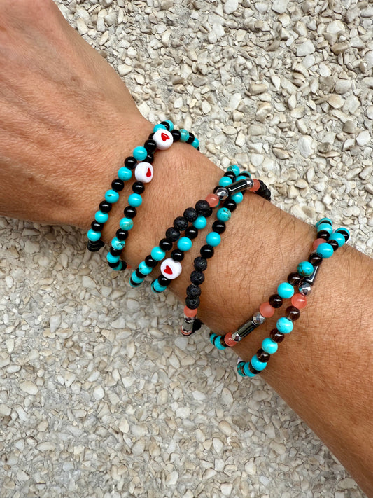 Stretchy Wrap Stone Bracelet Turquoise Love