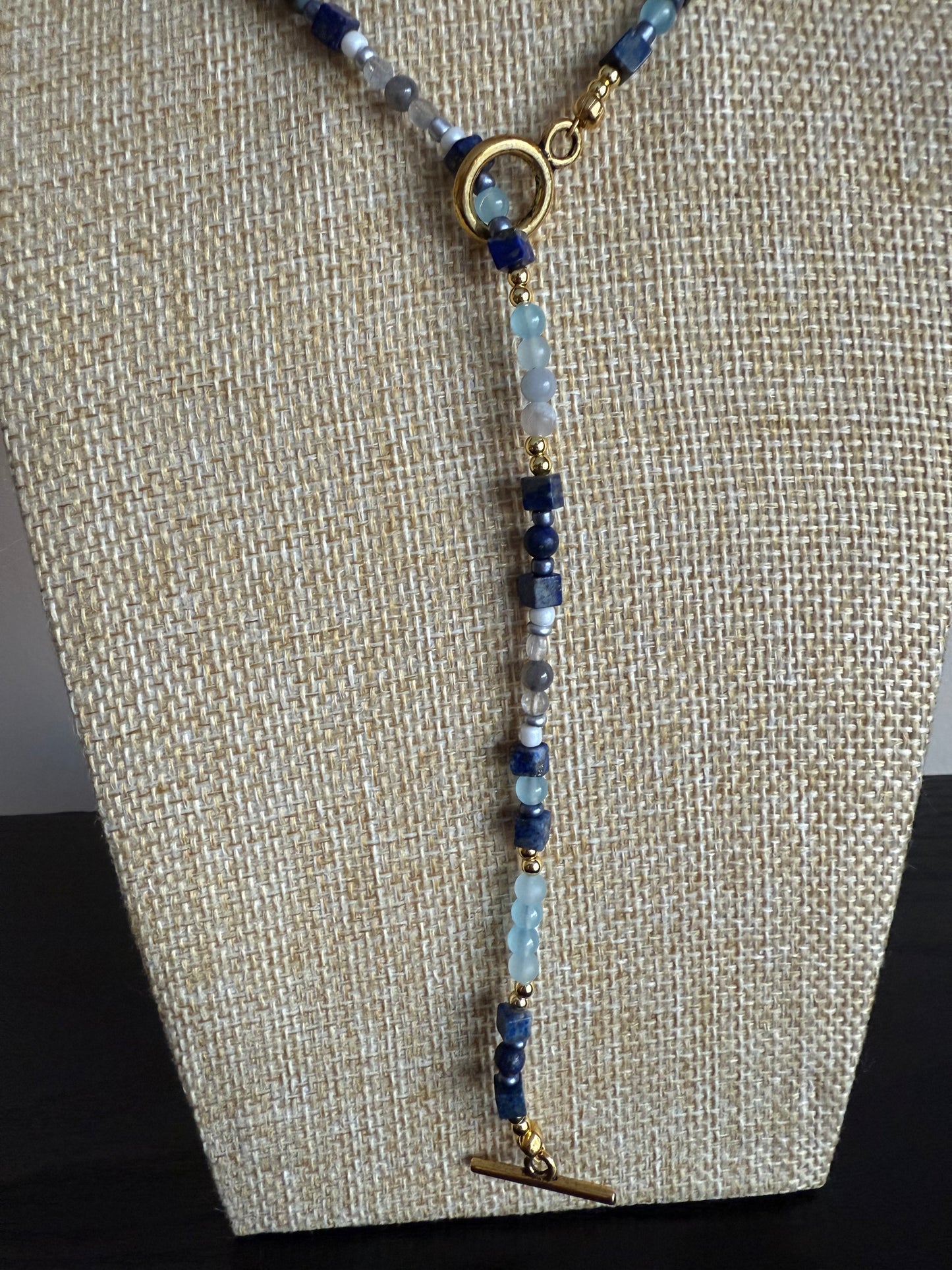 Blue Sardonyx Beaded Necklace
