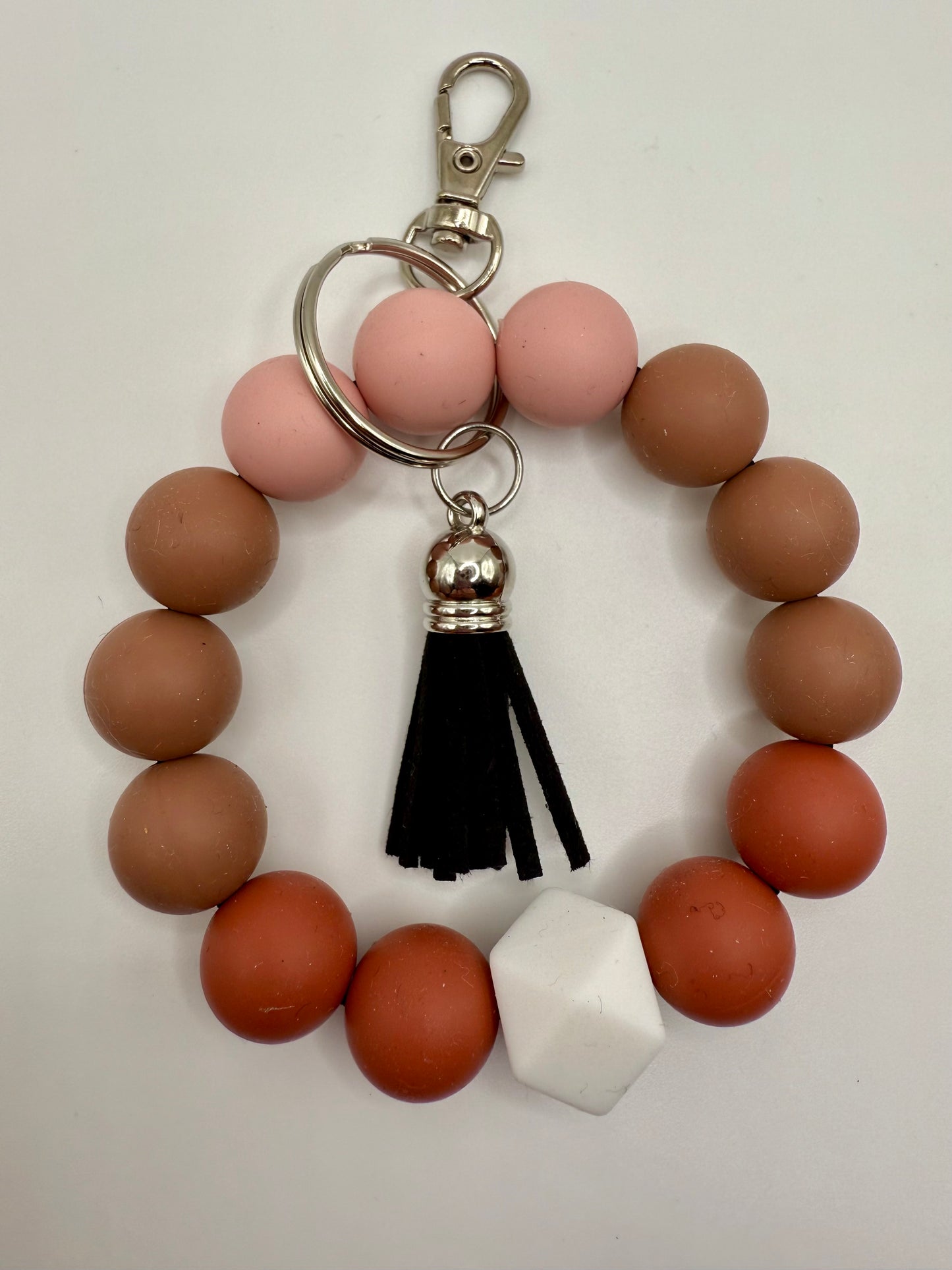 Silicone Beaded Pink / Brown Wristlet