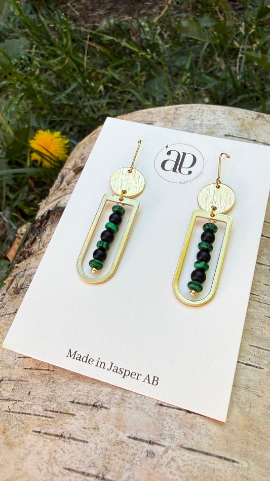 Malachite Brass Earrings