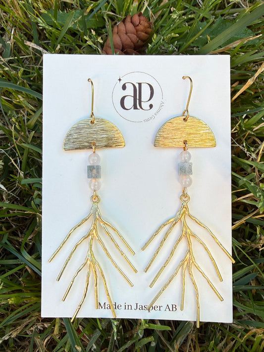 Moss Agate Branch Earrings