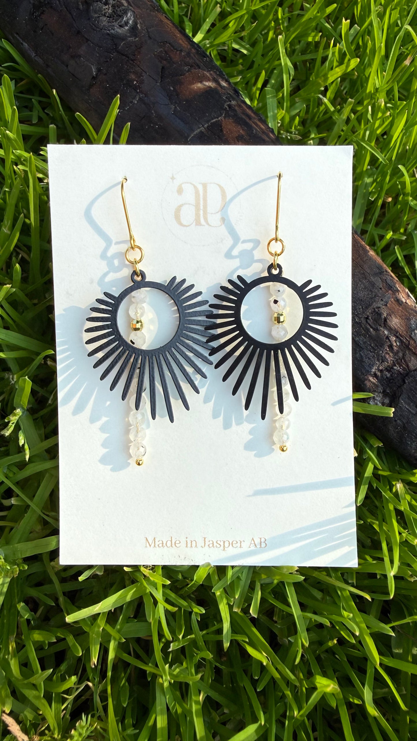Black Plated Moon Beams Earrings