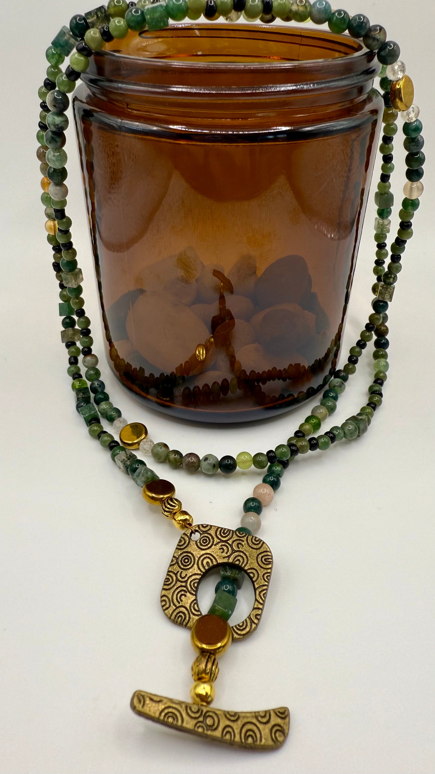 Fancy Jasper & Moss Agate Beaded Necklace