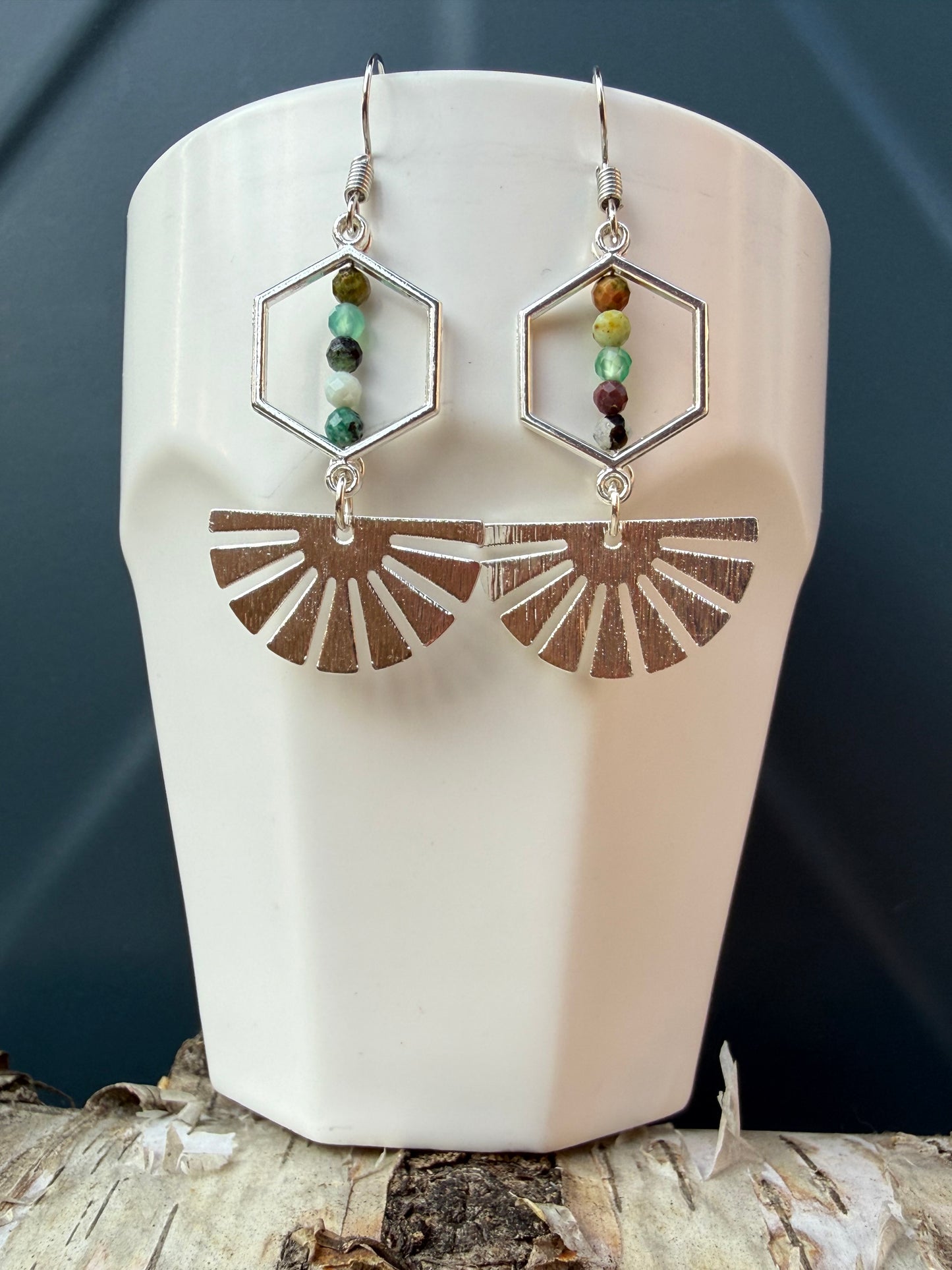 Silver Plated Fancy Jasper Earrings