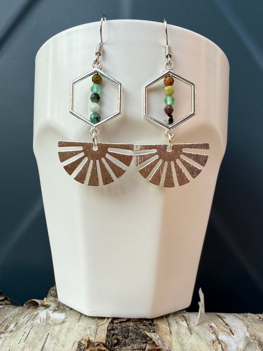 Silver Plated Fancy Jasper Earrings