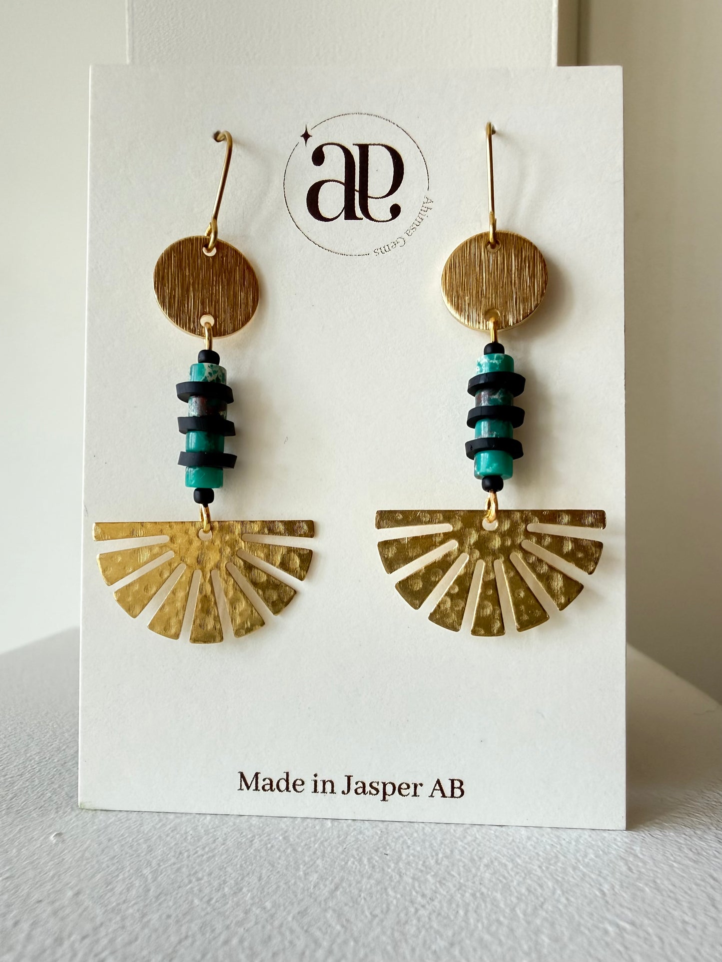 Emperor Stone Stack Brass Earrings
