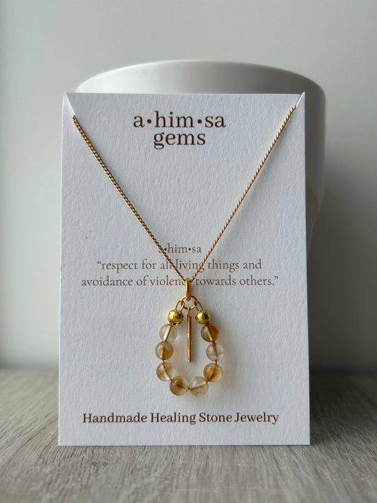 Citrine Circle Pendant Necklace