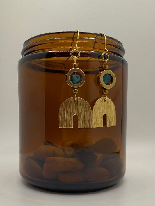Apatite & Hematite Brass Earrings