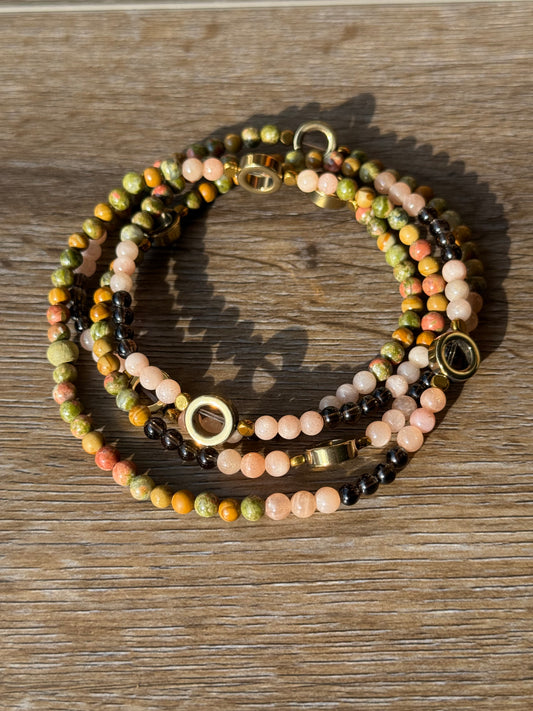 Stretchy Wrap Stone Bracelet Moonstone Mix