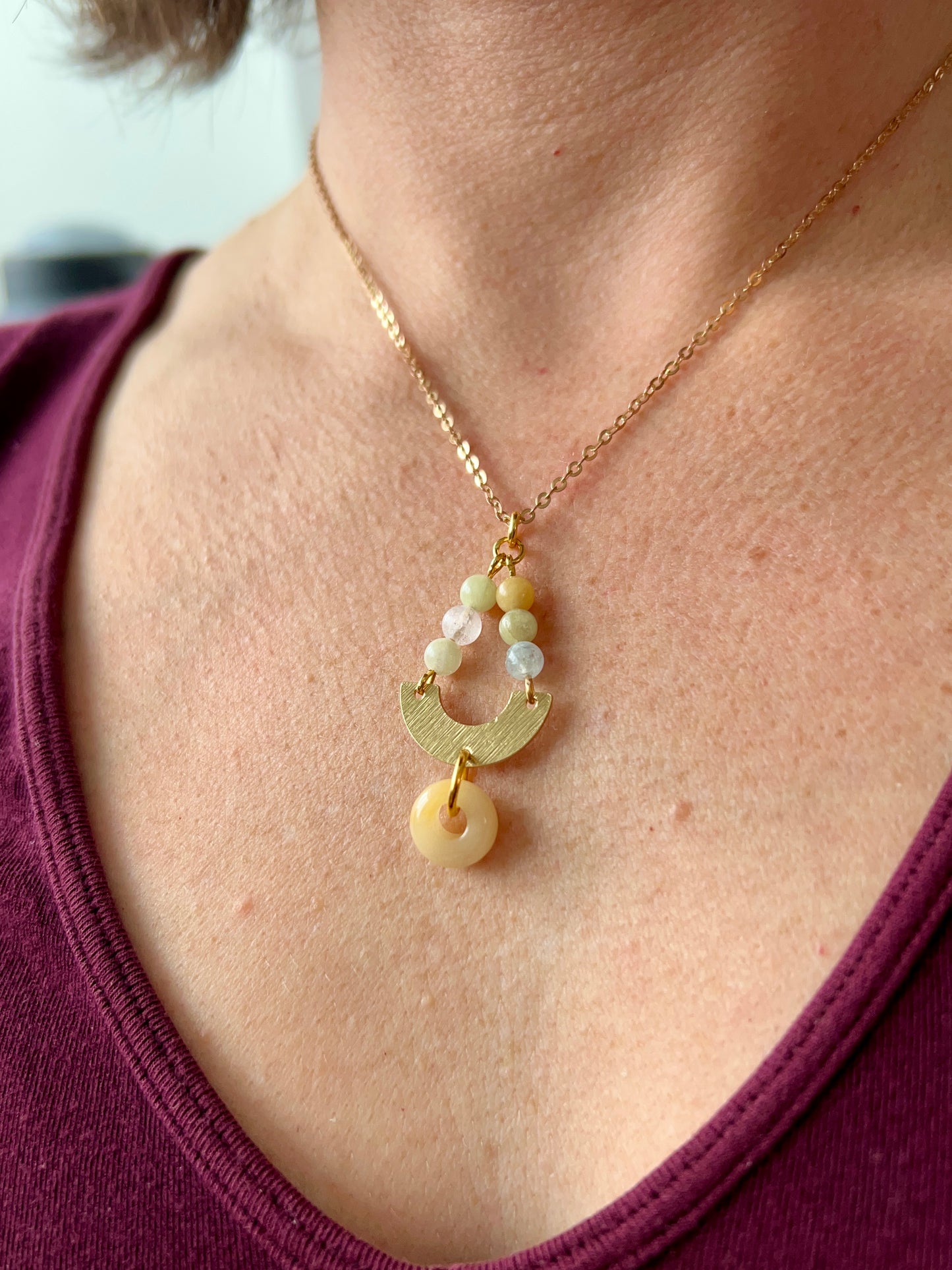 Morganite Donut Ring Necklace