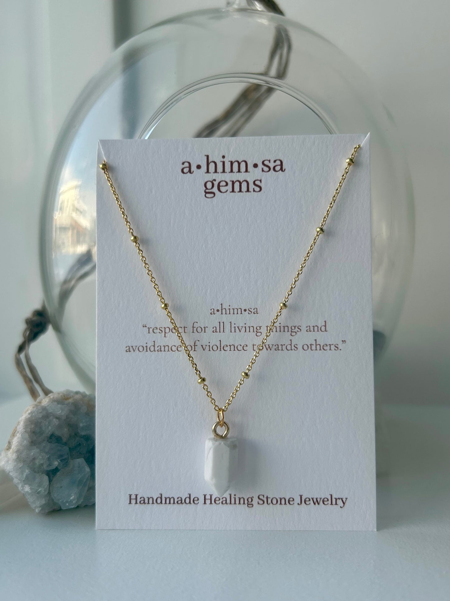 Howlite Pendant Gold Necklace