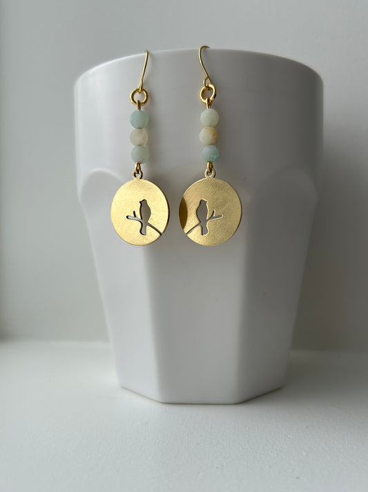 Put A Bird On It Frosted Amazonite Earrings