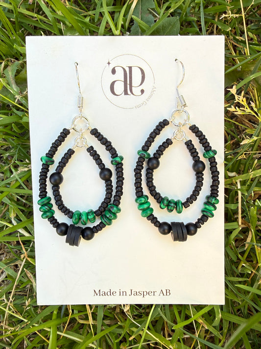 Malachite Double Beaded Earrings