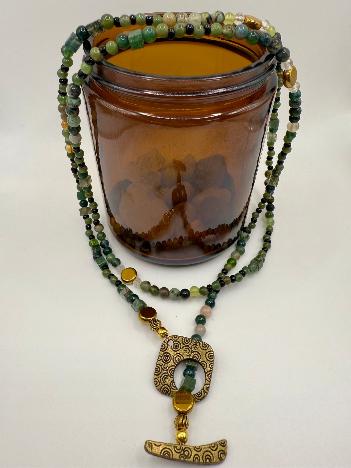 Fancy Jasper & Moss Agate Beaded Necklace