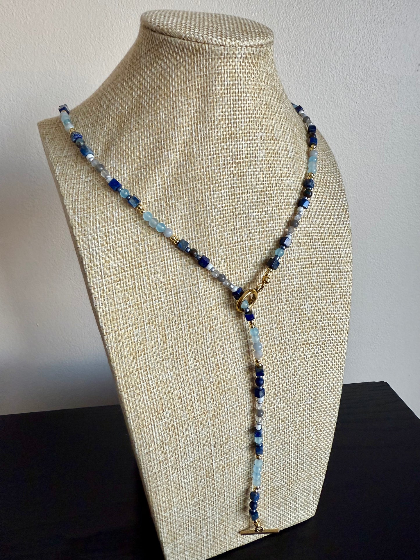 Blue Sardonyx Beaded Necklace
